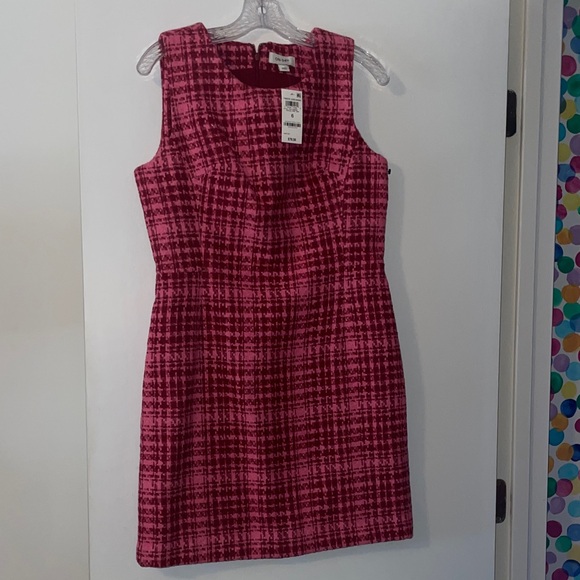 Elegant Tweed Pink Plaid Sleeveless Dress - Picture 1 of 4